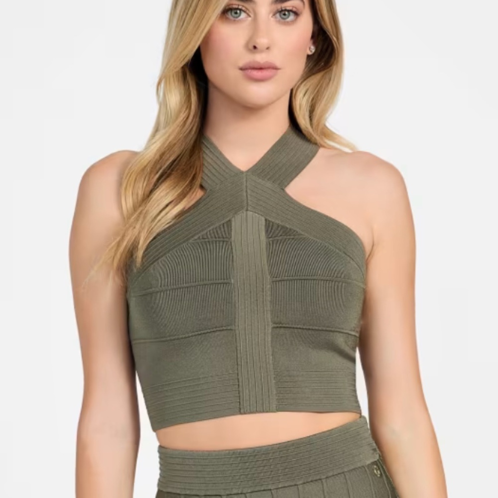 GUESS Bandage Crop Top Olive Green NEW!!!!
